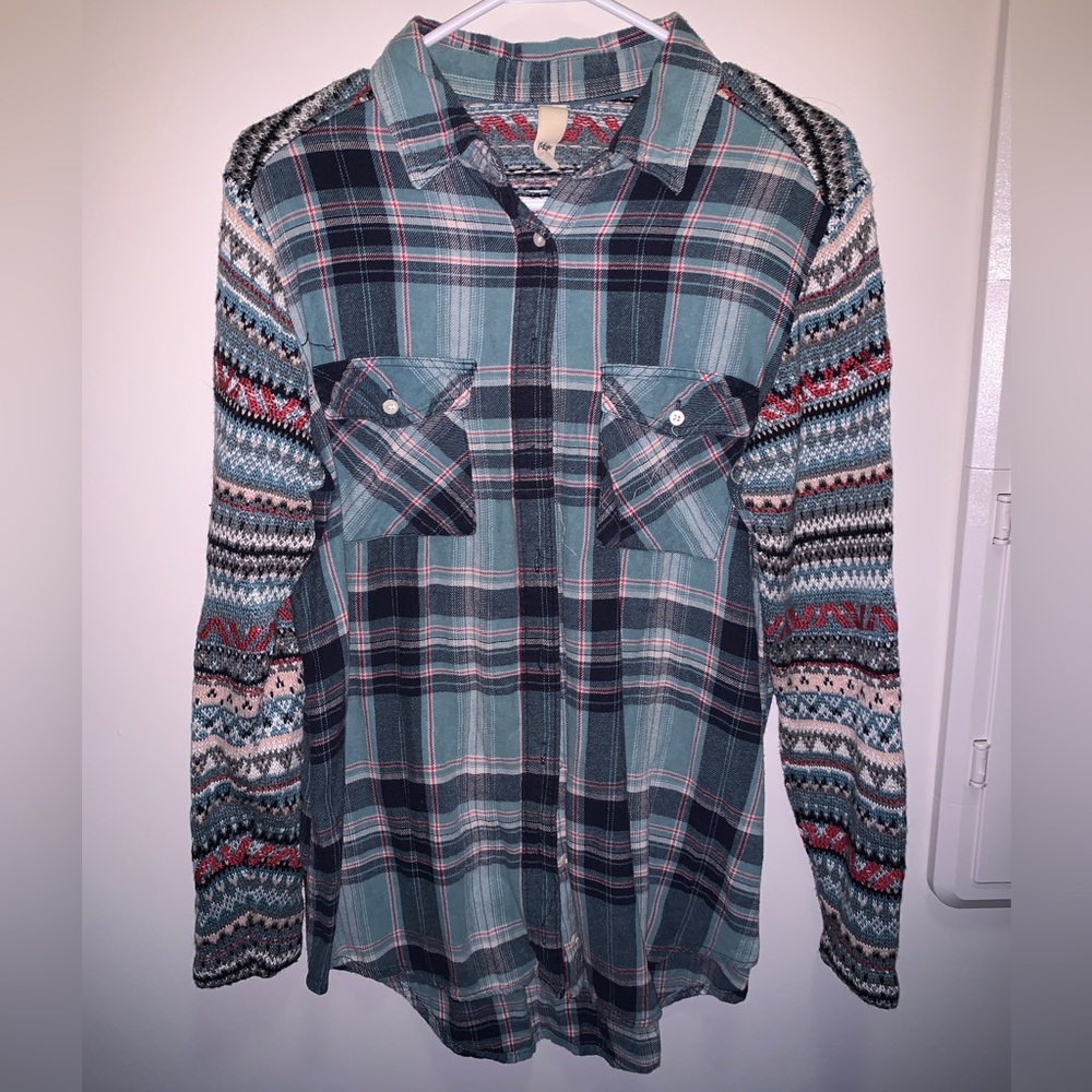 Tokyo Darling Flannel With Sweater Sleeves